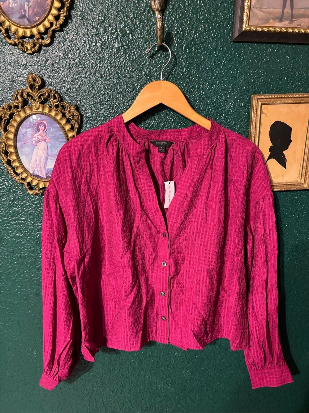 Banana Republic Pink Button Down Blouse NWT Sz Large